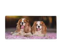 Cavalier King Charles Spaniel White Brown Dogs,Mouse Pad Large Desk Pad Computer Keyboard Mouse Mat With Non Slip Rubber Base 40 x 90 cm