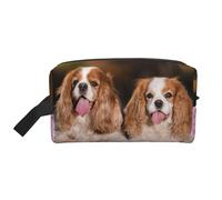 Cavalier King Charles Spaniel White Brown DogsLarge Capacity Cosmetic Organizer,Travel Makeup Bag for Women