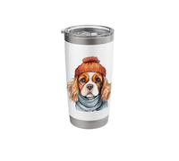 Cavalier King Charles Spaniel Winter Pup in Pom Pom Hat Stainless Steel Insulated Tumbler