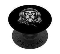 Cavalier King Charles Spaniel With Headphones DJ Music Dog PopSockets Adhesive PopGrip