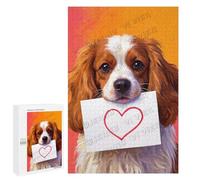Cavalier King Charles Spaniel With Heart 1000 Piece Wooden Jigsaw Puzzle for Adults - Challenging Brain Teaser, Precision Puzzles for Dog Lovers, Quality Time for Pet Owners