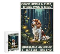 Cavalier King Charles Spaniel with Nighttime Forest and Fireflies 1000 Piece Puzzle - Enchanting Dog Portrait Illuminated by Fireflies, Relaxing Puzzle for Dog Lovers, Finished Size 30 x 20 Inches
