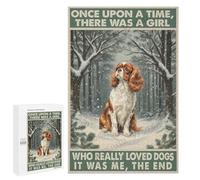 Cavalier King Charles Spaniel with Snowy Winter Forest 1000 Piece Puzzle - Cozy Dog Portrait in Winter Wonderland, Perfect Puzzle for Dog Lovers, Finished Size 30 x 20 Inches