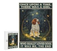 Cavalier King Charles Spaniel with Spring Night Forest and Firefly Lights 500 Piece Jigsaw Puzzle - Enchanting Dog Portrait with Glowing Fireflies, Fun Family Activity for Dog Lovers