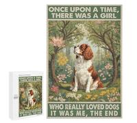Cavalier King Charles Spaniel with Spring Summer Forest and Nature Flowers 1000 Piece Jigsaw Puzzle - Lively Dog Portrait in Blooming Woodland, Engaging Puzzle for Dog and Nature Lovers