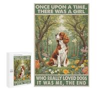 Cavalier King Charles Spaniel with Spring Summer Forest Flowers 1000 Piece Jigsaw Puzzle - Lively Dog Portrait in Blooming Woodland, 1000 Unique Pieces for Relaxation, Finished Size 30 x 20 Inches