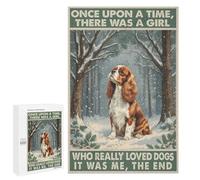 Cavalier King Charles Spaniel with Winter Snowy Forest 1000 Piece Jigsaw Puzzle - Cozy Dog Portrait in Snowy Landscape, 1000 Unique Pieces for Relaxation, Finished Size 30 x 20 Inches