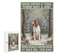 Cavalier King Charles Spaniel with Winter Snowy Forest and Nature Decor 1000 Piece Puzzle - Cozy Dog Portrait in Snowy Wonderland, Relaxing Puzzle for Dog Lovers, Finished Size 30 x 20 Inches