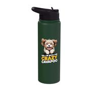 Cavalier Poodle Mix Breed Dog Yes, Im with the Crazy Cavapoo Stainless Steel Insulated Water Bottle