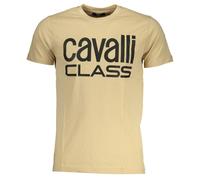 Cavalli Class Bold Black Logo Beige T-Shirt - XL - XL