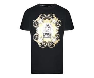 Cavalli Class Bold Tiger Emblem Design Black T-Shirt