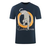 Cavalli Class Circular Leopard Logo T-Shirt - Navy Blue - XL
