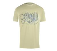 Cavalli Class Cracked Sprayed Logo Beige Sand T-Shirt - XXL - XXL
