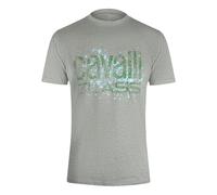 Cavalli Class Cracked Sprayed Logo Grey Melange T-Shirt - XXL - XXL
