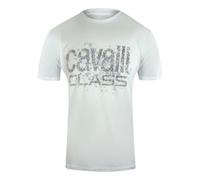 Cavalli Class Cracked Sprayed Logo White T-Shirt - XL - XL