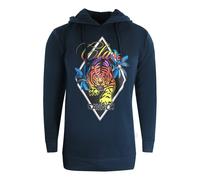 Cavalli Class Diamond Tiger Design Hoodie - Navy Blue - XXL