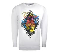 Cavalli Class Diamond Tiger Design Sweatshirt - White - XXL