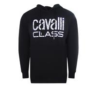 Men's Cavalli Class Floral Logo Black Hoodie - Size: 38/Regular
