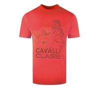 Cavalli Class Floral Tiger Design Red T-Shirt - XL