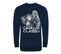 Cavalli Class Large Floral Tiger Design Sweatshirt - Navy Blue - XXL