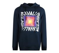 Men's Cavalli Class Asymmetric Box Design Navy Blue Hoodie - Size: 40/Regular