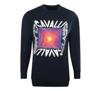 Men's Cavalli Class Asymmetric Box Design Navy Blue Sweatshirt - Black - Size: XL