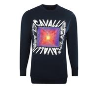 Cavalli Class Men's Asymmetric Box Design Navy Blue Sweatshirt | Size: Large Cavalli Class Blue L
