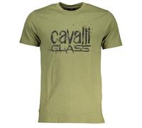 Cavalli Class Mens Bold Black Logo Green T-Shirt - Size X-Large
