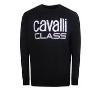 Cavalli Class Mens Bold Floral Design Black Sweatshirt Cotton - Size X-Large
