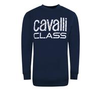 Cavalli Class Mens Bold Floral Design Navy Blue Sweatshirt Cotton - Size 2XL