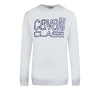 Cavalli Class Mens Bold Floral Design White Sweatshirt Cotton - Size X-Large