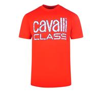 Men's Cavalli Class Bold Floral Logo Red T Shirt - Size: 42/Regular