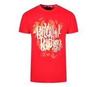 Cavalli Class Mens Bold Logo Red T-Shirt Cotton - Size Large