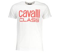 Cavalli Class Mens Bold Red Logo White T-Shirt - Size Large