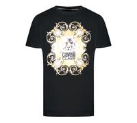 Cavalli Class Mens Bold Tiger Emblem Design Black T-Shirt Cotton - Size X-Large