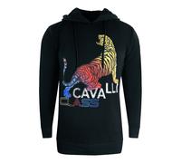 Cavalli Class Mens Bold Tiger Logo Black Hoodie - Size Large