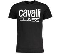 Cavalli Class Mens Bold White Logo Black T-Shirt - Size Large