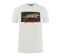 Cavalli Class Mens Boxed Leopard Logo White T-Shirt Cotton - Size Large