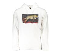 Cavalli Class Mens Cheetah Hoodie Casual Style - White Cotton - Size X-Large