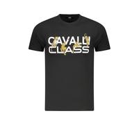 Cavalli Class Mens Cheetah Print Graphic Tee - Black Cotton - Size Medium