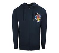 Cavalli Class Mens Diamond Logo Navy Blue Zip-Up Hoodie Cotton - Size X-Large
