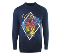 Cavalli Class Mens Diamond Tiger Design Navy Blue Sweatshirt Cotton - Size X-Large