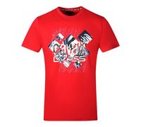 Cavalli Class Mens Diamond Window Of Tiger Design Red T-Shirt Cotton - Size X-Large