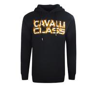 Cavalli Class Mens Fire Logo Black Hoodie Cotton - Size X-Large