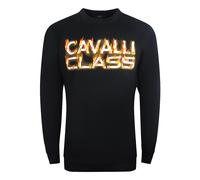 Men's Cavalli Class Fire Logo Design Black Sweatshirt - Size: XL