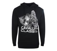 Men's Cavalli Class Floral Logo Black Hoodie - Size: 40/Regular