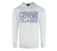 Cavalli Class Mens Floral Logo Whitee Hoodie - White - Size X-Large