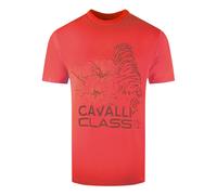 Cavalli Class Floral Tiger Design Red T-Shirt