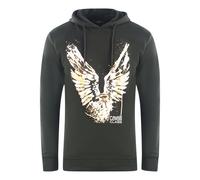 Cavalli Class Mens Golden Eagle Logo Black Hoodie Cotton - Size Medium