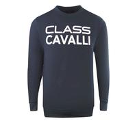 Cavalli Class Mens Large Bold Logo Design Navy Blue Sweatshirt Cotton - Size Medium